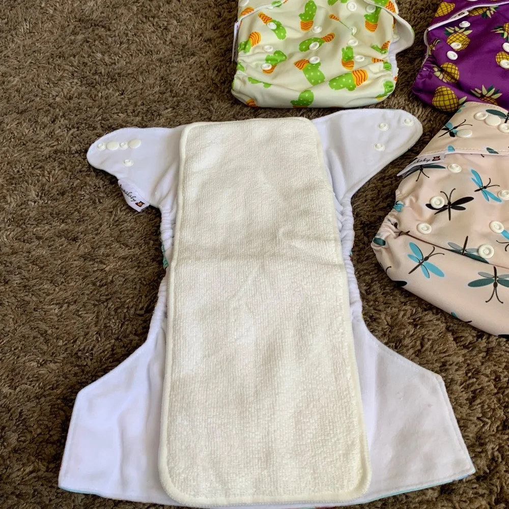 Annababy Cloth Diaper Lot Pocket w/ Inserts Cactus Pineapple Donut Dragonfly